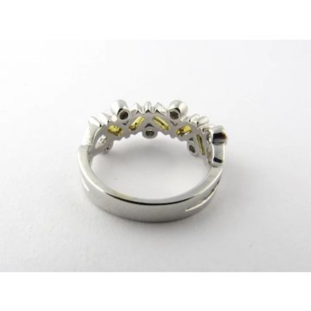 14 Karat White Gold Natural Yellow Sapphires and Diamond Ring Size 7.75 #2083 - Picture 6 of 6